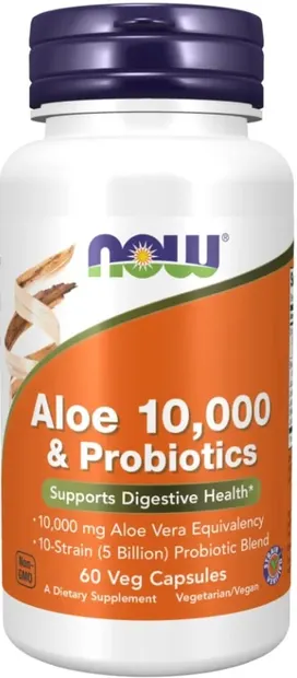 Aloe Vera 10.000 & Probiotics, 60 capsule, Now