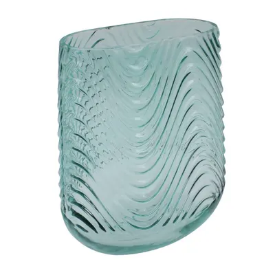 Vază decorativă sticlă verde 21x17x13 cm