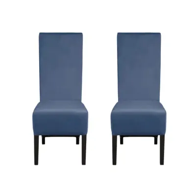 Set 2 scaune living VANESSA, picioare lemn wenge, stofa albastru deschis, 47x60x110 cm