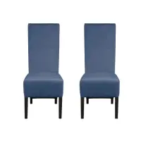 Set 2 scaune living VANESSA, picioare lemn wenge, stofa albastru deschis, 47x60x110 cm
