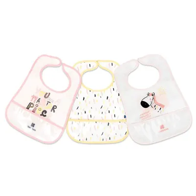 Set 3 bavete cu buzunar Kikka Boo Arty Roz