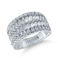 Inel din aur alb cu diamante baguette si rotunde de 2.37ct