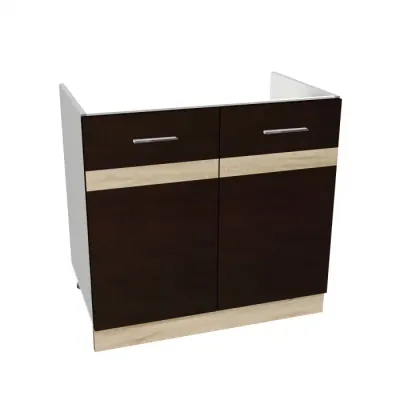 Masca chiuveta YANA, 2 usi, corp alb, fronturi sonoma inchis + sonoma deschis, 80x50x77 cm