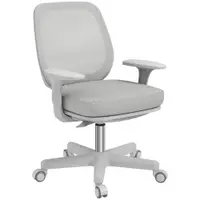 Vinsetto Scaun de Birou Rabatabil cu Inaltime Reglabila, Scaun Ergonomic si Tesatura Respirabila cu 5 Roti 55x48x82.5-94.5 cm, Gri