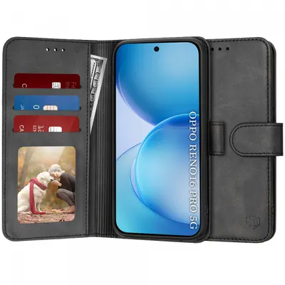 Husa pentru Oppo Reno16 Pro, Techsuit, Diary Book, Neagra