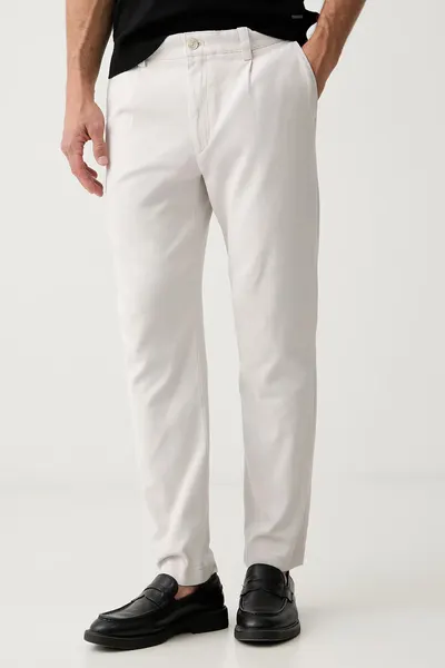 BOSS Orange pantaloni chinos pentru bărbați, din bumbac cu elastan Pleated