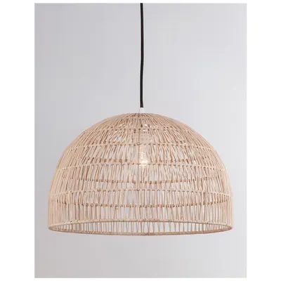 Lampa suspendata MELODY Natural Ratan Negru Fabric Wire & Baza LED E27 1x12 Wat 230 Volt IP20 Fara bec