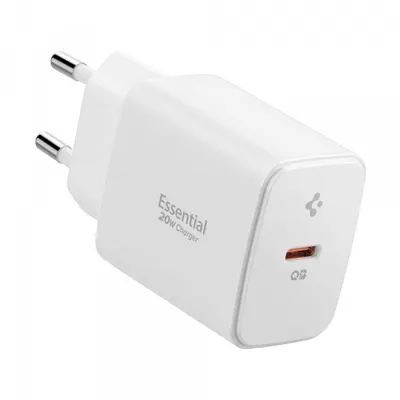 Incarcator Retea Spigen Essential, 20W, 3A, 1 x USB-C, Alb ACH08701