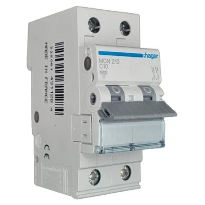 Siguranta automata 2P, 10A, 6kA, curba C Hager MCN210