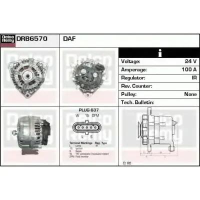 Generator/alternator DELCO REMY DRB6570