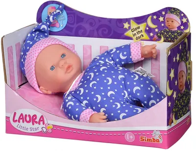 Papusa bebe Simba Toys - Laura, cu haine care stralucesc in intuneric