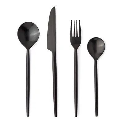 Tacâmuri negre din oțel inoxidabil 16 buc. pentru 4 persoane Bronte – Bizzotto