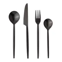 Tacâmuri negre din oțel inoxidabil 16 buc. pentru 4 persoane Bronte – Bizzotto