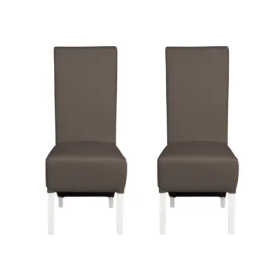 Set 2 scaune living VANESSA, picioare lemn alb, piele ecologica gri elefant, 47x60x110 cm