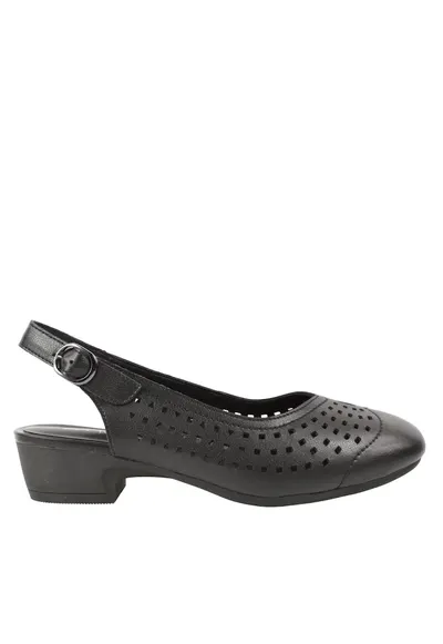 Pantofi slingback din piele cu varf rotund si model ajurat X460018A