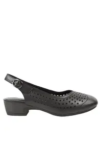 Pantofi slingback din piele cu varf rotund si model ajurat X460018A