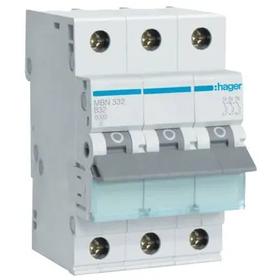 Siguranta automata 3P 32A 6kA curba B Hager MBN332