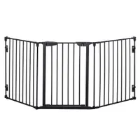 PawHut Poartă Metalică de Siguranță, Barieră pentru Câini cu Sistem de Autoînchidere, Reglabilă și Pliabilă, 180x3x74.5 cm, Negru | Aosom Romania