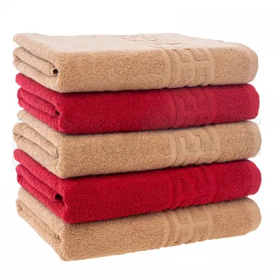 Set 5 Prosoape Baie, Bumbac 100%, Rosu Maro