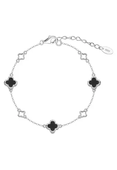 Bijuterii Clover cu Trifoi - Argint 925 - pentru femei - - Argintiu | Negru