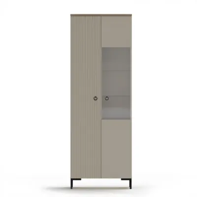 Vitrina DOMINICA, 2 usi, geam, taupe + stejar silverjack, 70x41x199 cm