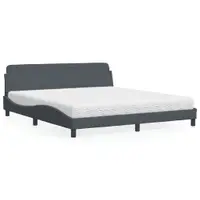 Gossi pat cu saltea, gri inchis, 180x200 cm, catifea