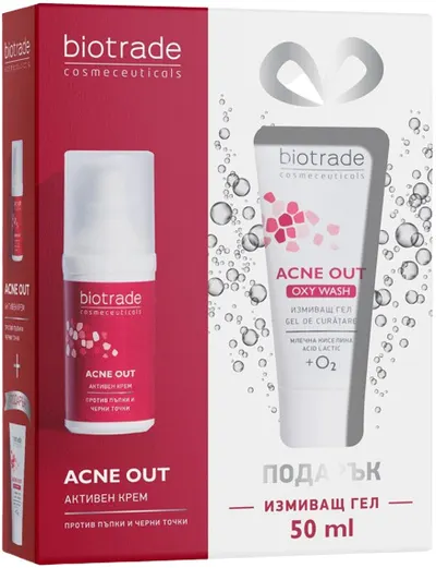 Biotrade Acne Out Set - Cremă activă și gel de spălat, 30 + 50 ml (Limitat)