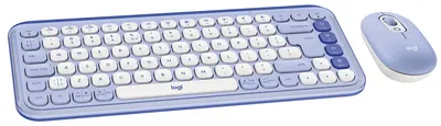 Set tastatură și mouse Logitech - POP ICON COMBO, fără fir, Lilac & Off White