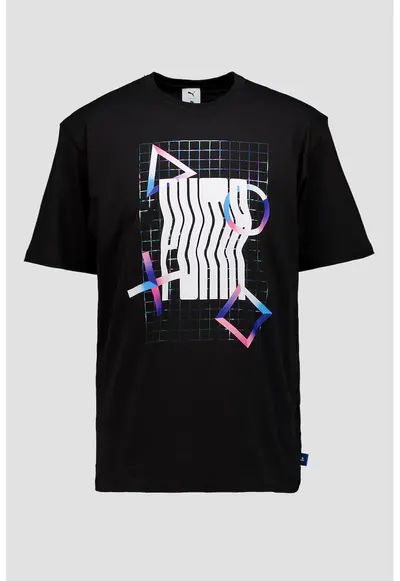 Tricou lejer cu imprimeu Elevated Playstation - Alb/Negru/Violet