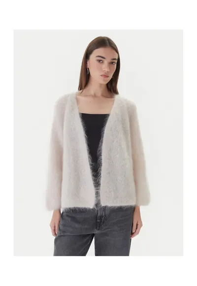 Cardigan dama alb - pulover din material moale