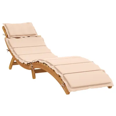 vidaXL Șezlong Lemn Solid de Acacia Bej