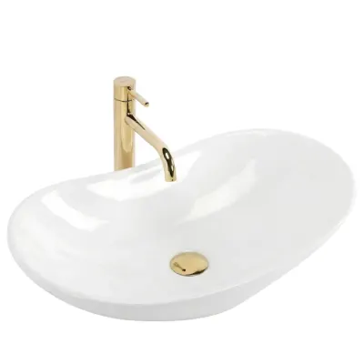 Lavoar cu montare pe blat 60x37 cm, alb lucios, Rea Basaro Westa
