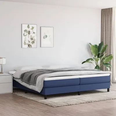 vidaXL Cadru de pat cu arcuri, albastru, 200x200 cm, textil