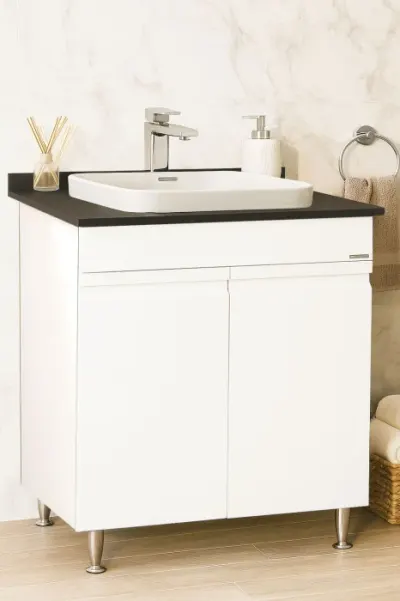 Set Baza front MDF si Lavoar seria 686, montat, 70 cm, alb