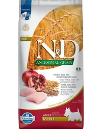 FARMINA N&D Low Grain Adult Mini Hrana uscata caini talie mica, cu pui si rodie 7 kg