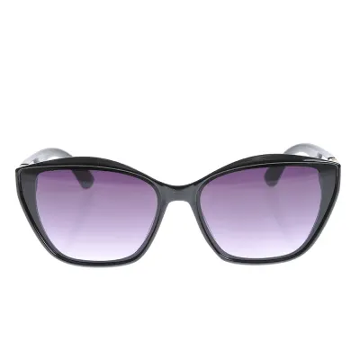 Ochelari de soare cat-eye cu rama neagra lucioasa si lentile degrade mov