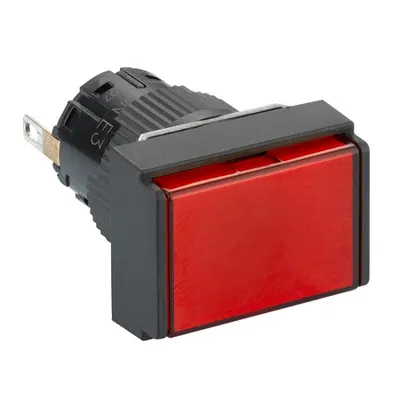 Lampa pilot dreptunghi. Ø16 IP65 rosie - LED 24VDC integral conector polariz