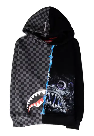 Hanorac unisex de bumbac cu model - Negru/Gri/Albastru