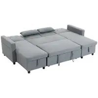 HOMCOM Colțar cu funcție de dormit și spațiu de depozitare, formă U, canapea 4 locuri cu chaiselongue, spătar reglabil, aspect de in | Aosom Romania