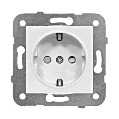 Insert priză 16A cu protecţie copii, cleme elastice, alb