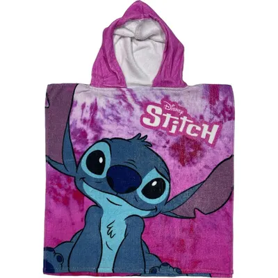 Poncho, Disney, Lilo si Stitch, 100% bumbac, 55x110cm, Roz