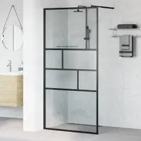 vidaXL Zid de duș walk-in Negru 100 x 195 x 0,5 cm Sticlă și Aluminiu