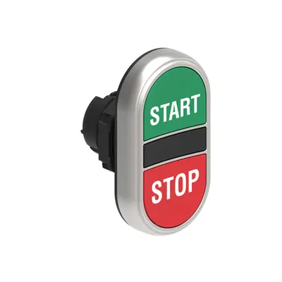 Buton dublu, diametru Ø22MM PLATINUM SERIES, 2 FLUSH PUSH BUTTONS. BOTH diametru, GREEN -Rosu/ START - STOP