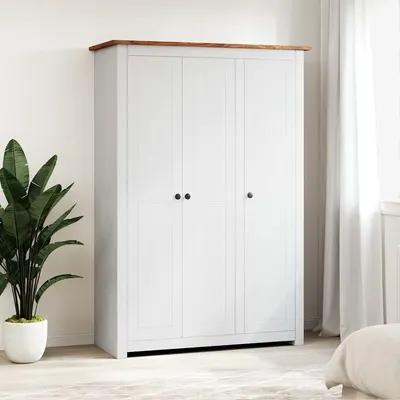 vidaXL Șifonier cu 3 uși, alb, 118 x 50 x 171,5 cm, pin gama Panama