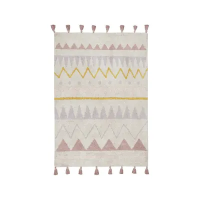 Covor pentru copii roz/crem lavabil/țesut manual din bumbac 140x200 cm Azteca Vintage Nude – Lorena Canals