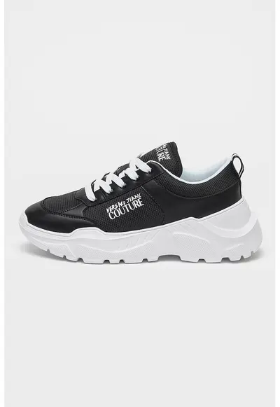 Pantofi sport wedge cu garnituri de piele - Negru