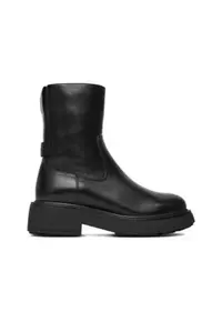 Botine dama piele naturala - cu fermoar - Negru