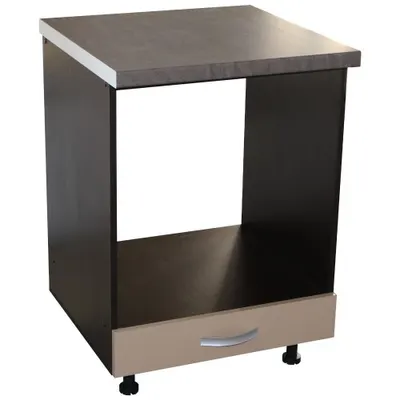 Corp pentru cuptor incorporabil cu sertar Zebra, Wenge/Cappuccino, cu blat beton, 60 x 85 x 60 cm