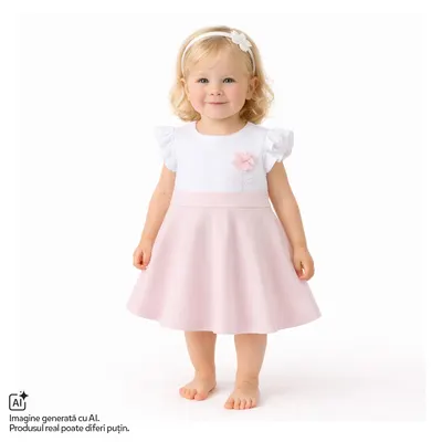 Rochie copii Chicco jerse, Alb cu roz, 01843-70MFCO