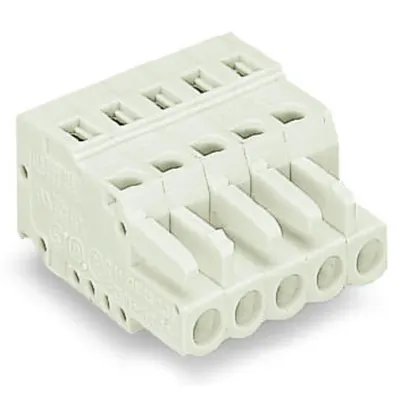 1-conductor female plug; 100% protected against mismating; 2.5 mm²; Pin spacing 5 mm; 5-pole; 2,50 mm²; light gray